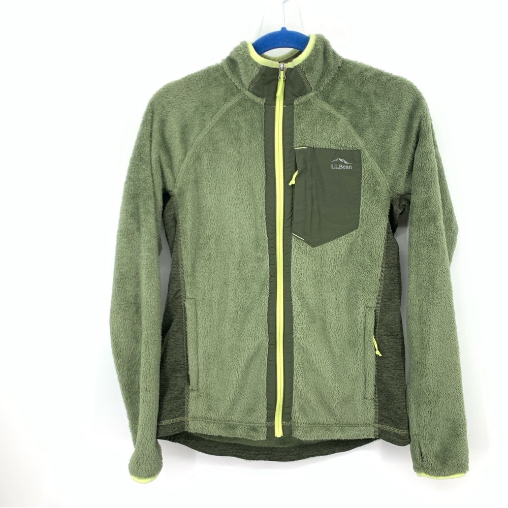 LL Bean Women Size‎ Small Jacket Green Hybrid Fleece Sherpa Coat Zip Front